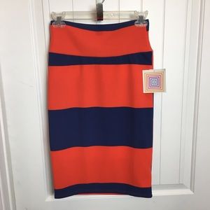 NWT LuLaRoe Cassie skirt XS navy and orange
